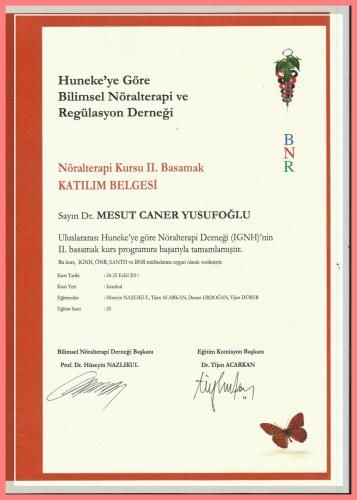 Nralterapi Kursu II.Basamak Katlm Belgesi  