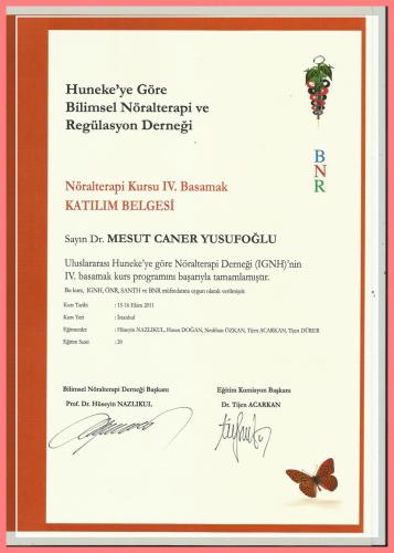 Nralterapi Kursu IV.Basamak Katlm Belgesi   