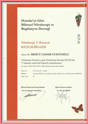 Nralterapi Kursu V.Basamak Katlm Belgesi    