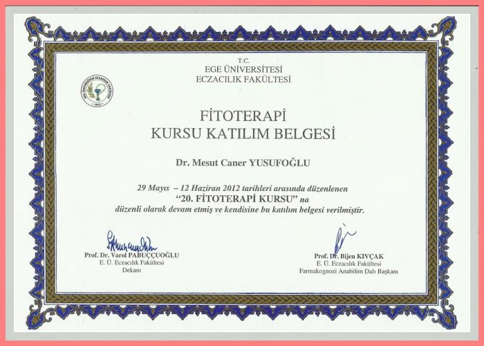 Fitoterapi Kursu katlm Belgesi  