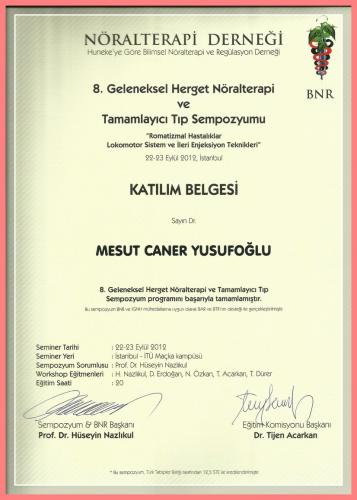 Geleneksel Herget Nralterapi ve Tamamlayc Tp Sempozyumu Katlm Belgesi   