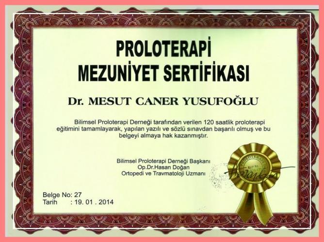 Proloterapi Mezuniyet Sertifikas    
