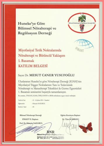 Miyofasiyal Tetik Noktalarnda Nralterapi ve Btncl Yaklam 1.Basamak Katlm Belgesi   