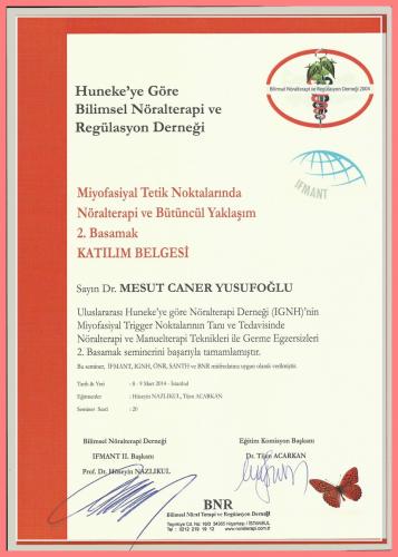 Miyofasiyal Tetik Noktalarnda Nralterapi ve Btncl Yaklam 2.Basamak Katlm Belgesi   